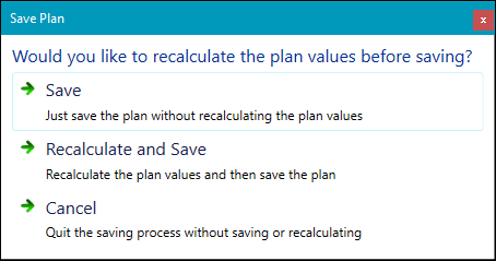 Save Plan message