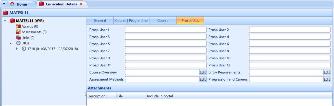 UI Prospectus tab