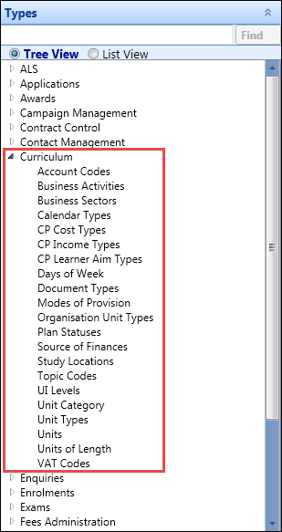 Curriculum reference data