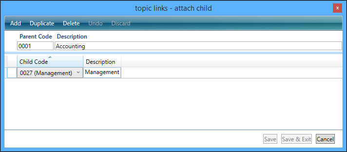 Topic Links window