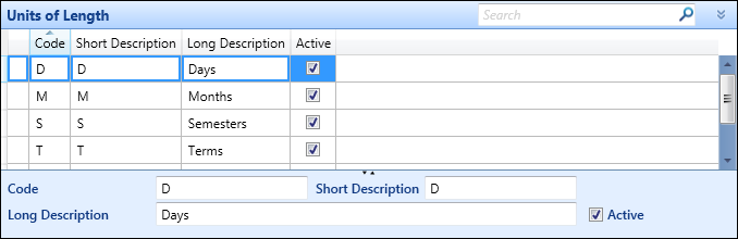 Units of Length reference data