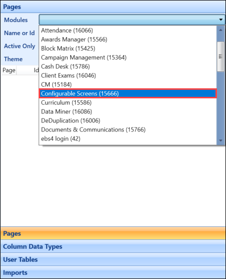 Configurable Screens (15666) option