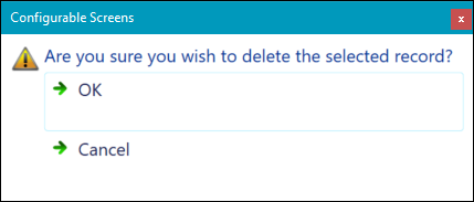 Delete confirmation window