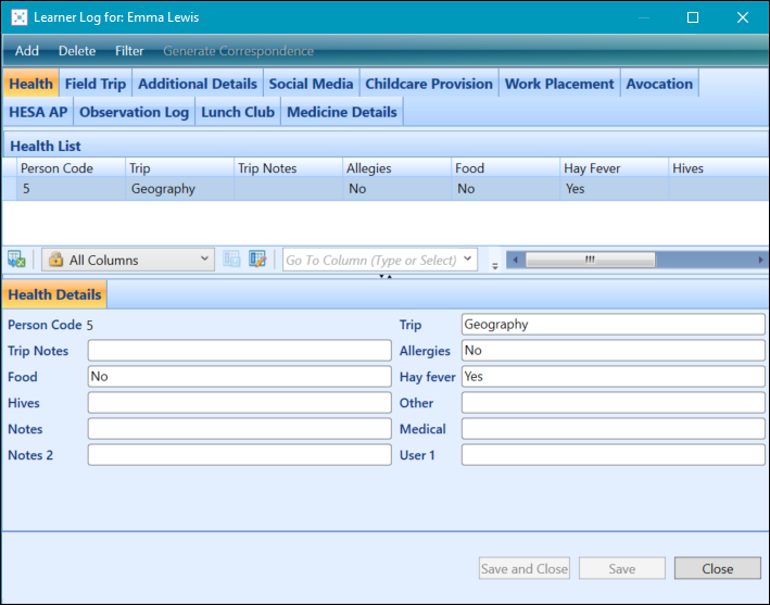 Learner Log