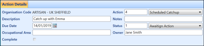 Organisation log record details