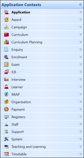 Application Contexts pane