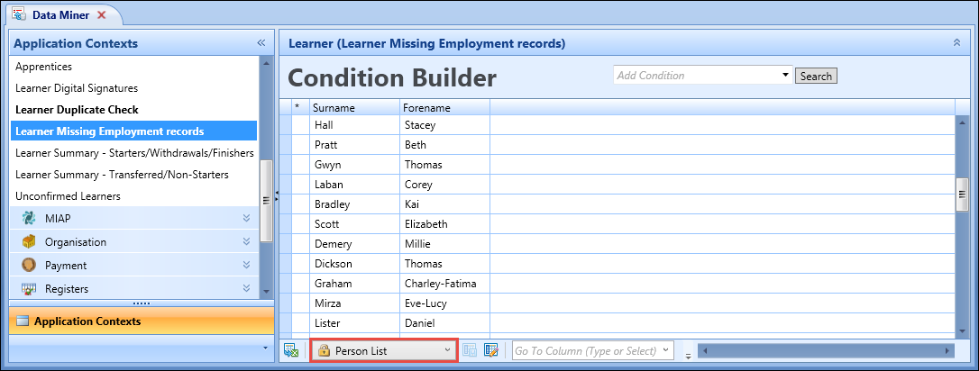 Locked columns configuration