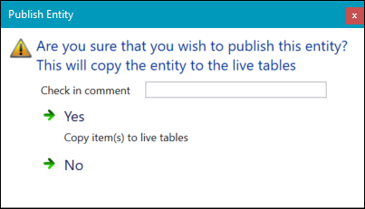 Publish Entity window