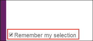 Remember my selection check box