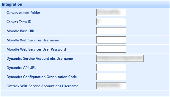 Integration screen