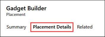 Placement Details tab