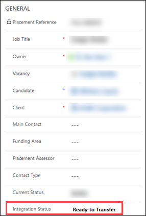 Integration Status field