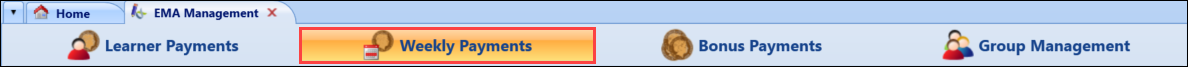 Weekly Payments tab
