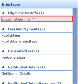 EdgeSmsUserInfo in the Interfaces panel