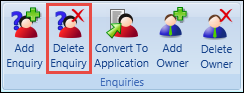 Delete Enquiry button