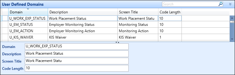 User Defined Domains reference data