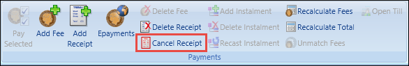 Cancel Receipt button