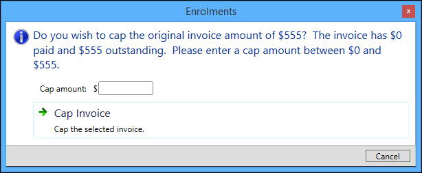 Cap Invoice window