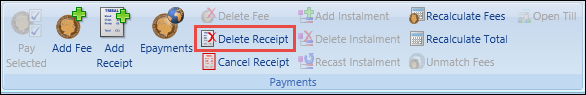 Delete Receipt button