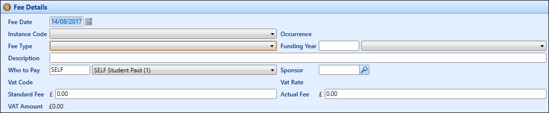 Fee Details section