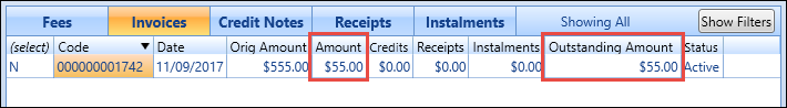 Invoices grid - capped amount