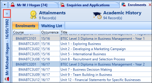 Learner panel - Expand button