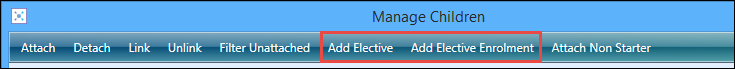 Add Elective and Add Elective Enrolment buttons