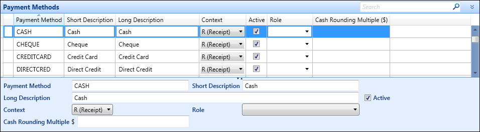 Payment Methods reference data