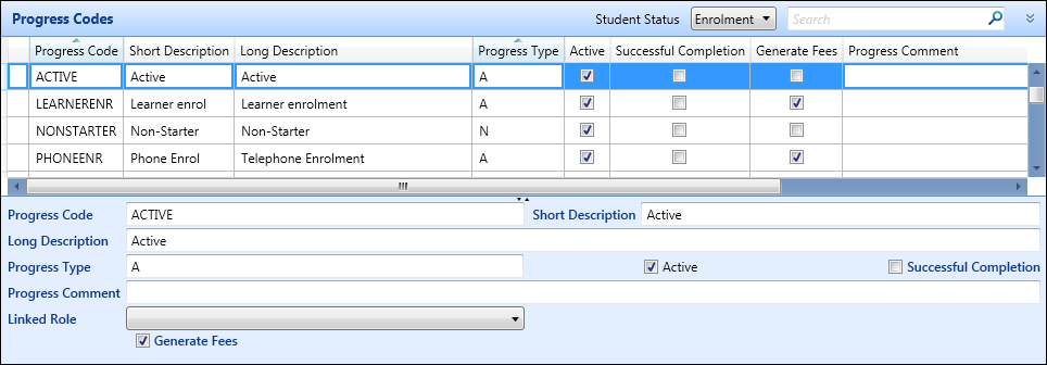 Progress Codes reference data