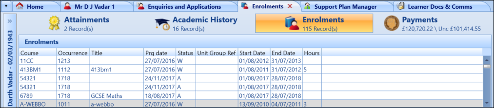 Vanished Waiting List tab