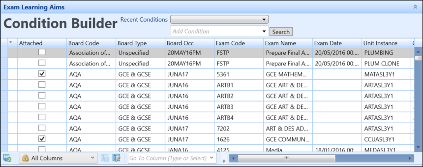 Exam Learning Aims Panel