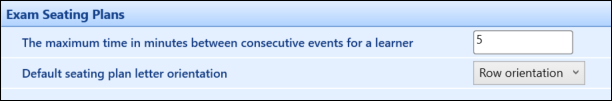 Exam Seating Plans institution settings screen