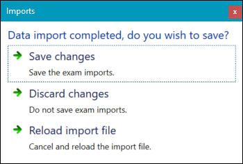 Save Import Changes Window