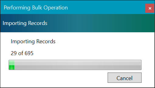 Importing Records Window