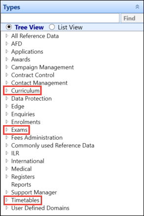 Exams reference data groups