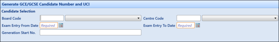 Generate GCE/GCSE Candidate Number and UCI Screen