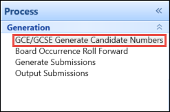 GCE/GCSE Generate Candidate Numbers Option