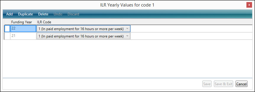 Destination and progression outcome type employment yearly values