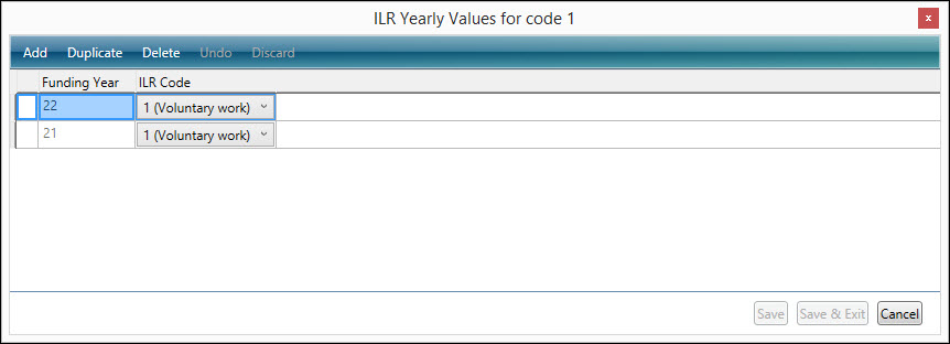 Destination and progression outcome type voluntary yearly values