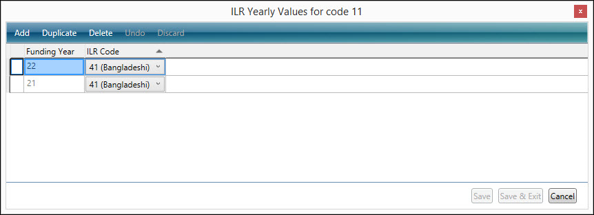 Ethnicity yearly values