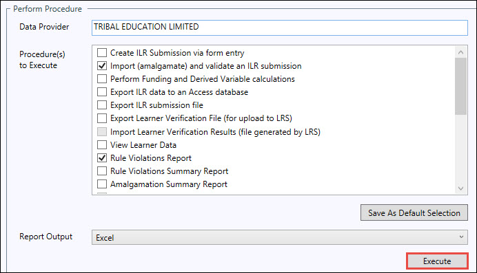 Execute validation