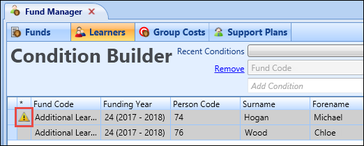 Learners tab - ILR indicator