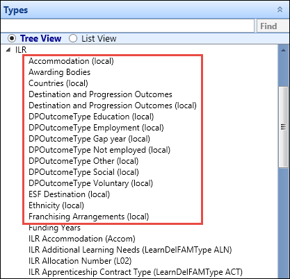 ILR local reference data