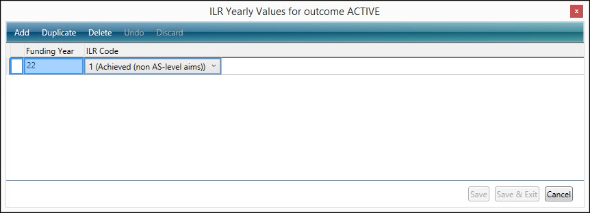 Yearly Values for Outcome