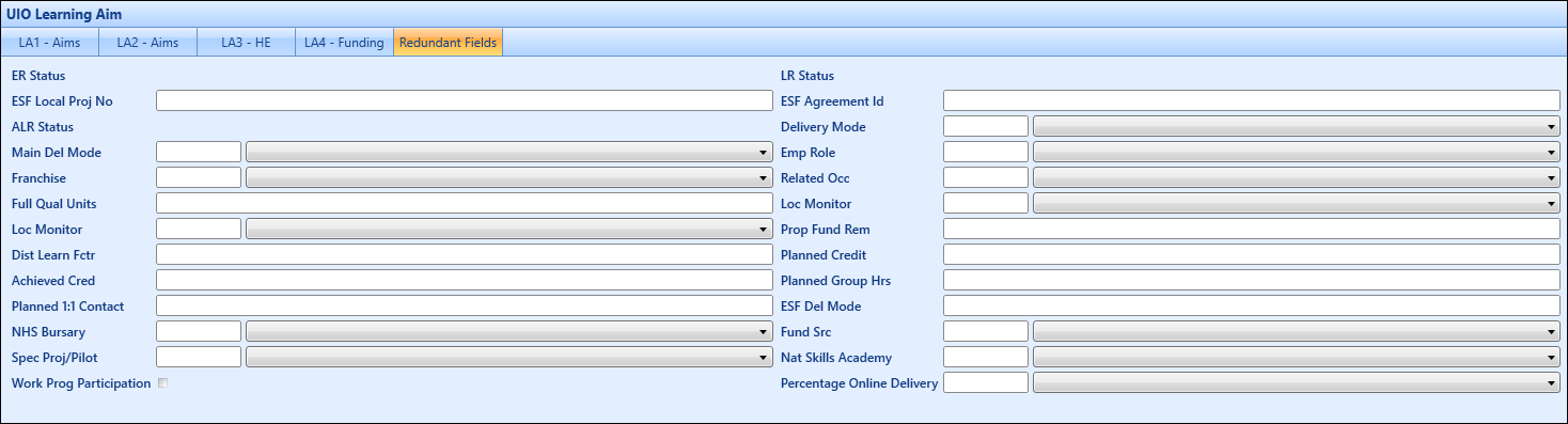 Redundant Fields tab