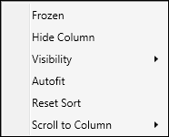 Column right-click menu