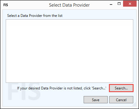 Search Data Provider window - Search button