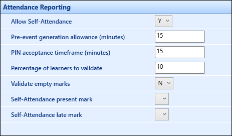 Attendance Reporting Institution Settings