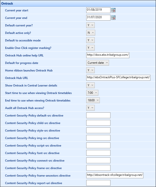 Ontrack screen