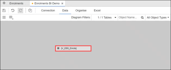 Data connection with table added